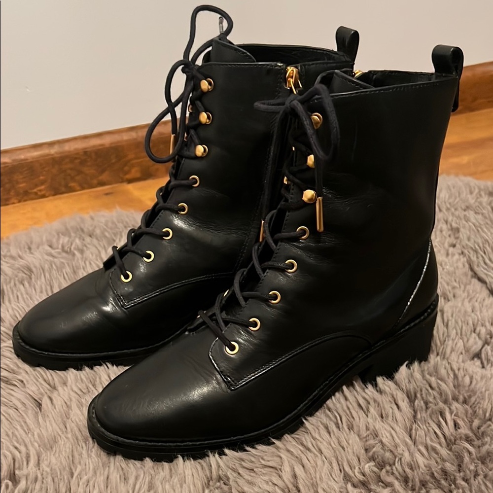 Tory Burch Black Combat Moto Boots